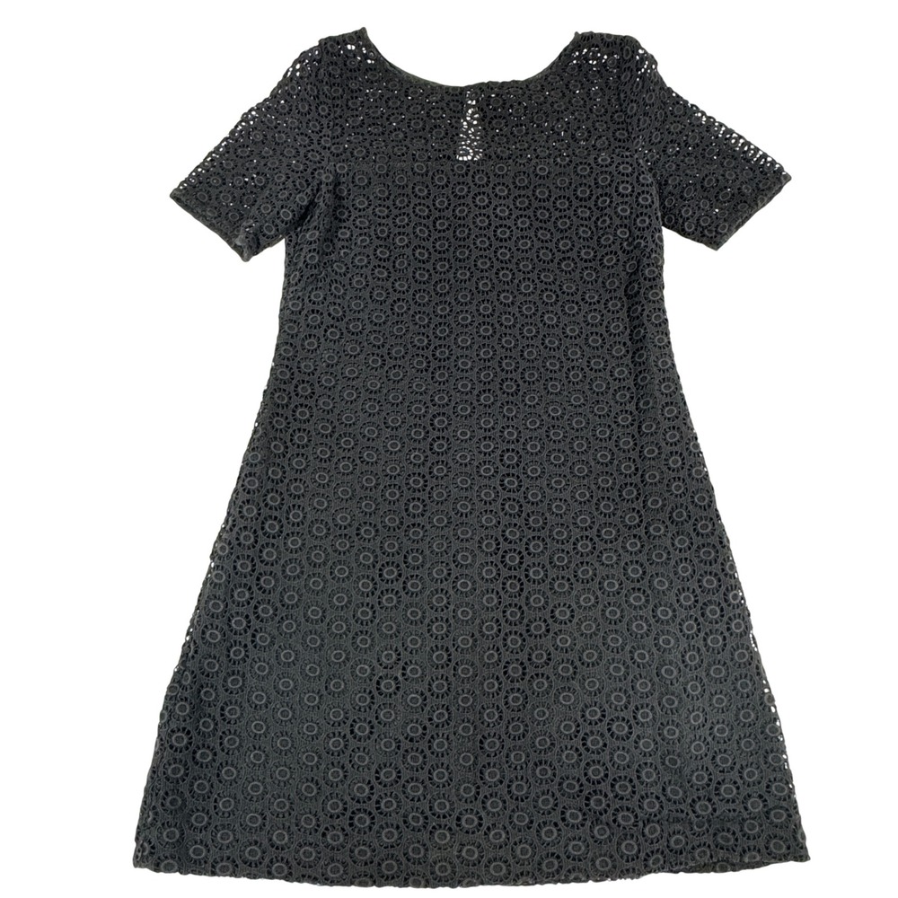 Lilly Pulitzer Black Eyelet Lace Silk Lined Shift Dress Size 8 Short Sleeve